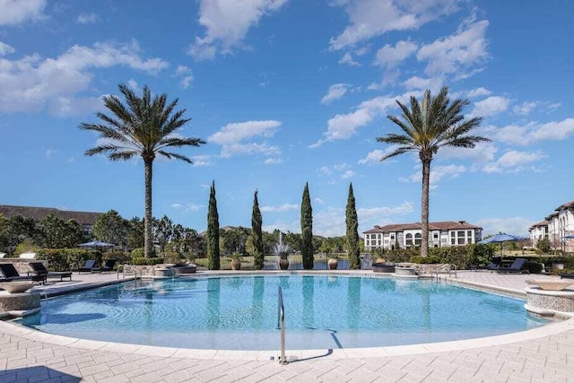 view of pool featuring a patio