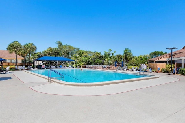 view of pool featuring a patio