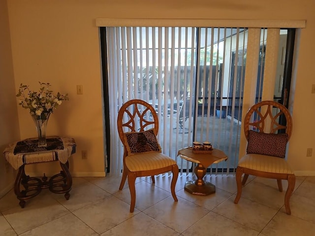 view of tiled living room