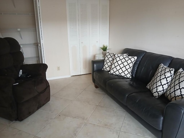 living room featuring light tile patterned floors