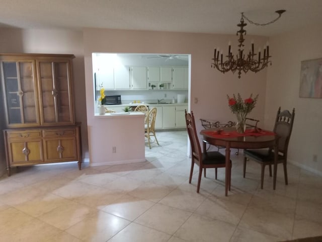 view of tiled dining room