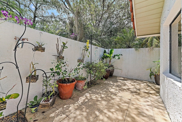 view of patio featuring a fenced backyard