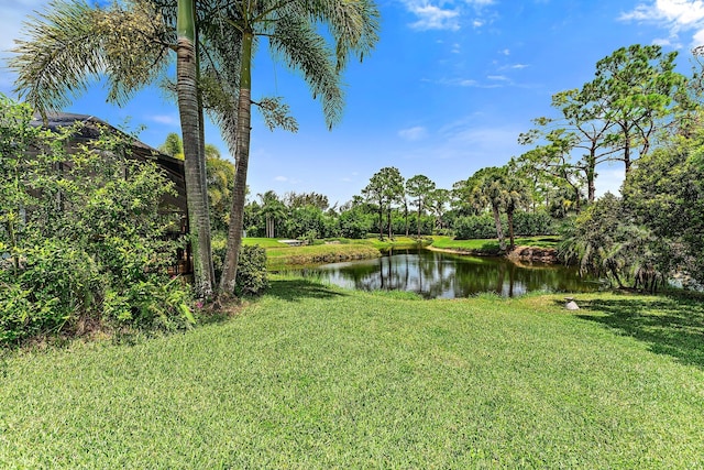 view of yard featuring a water view