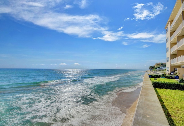 view of water feature featuring a view of the beach