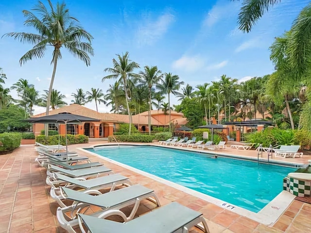 community pool with a patio