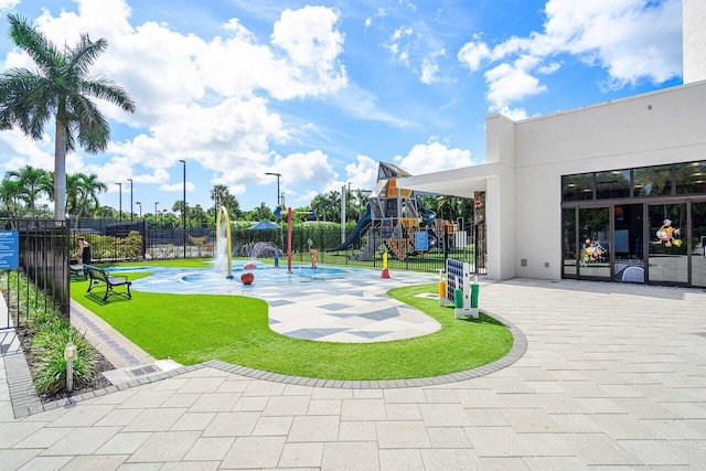 view of play area with a lawn