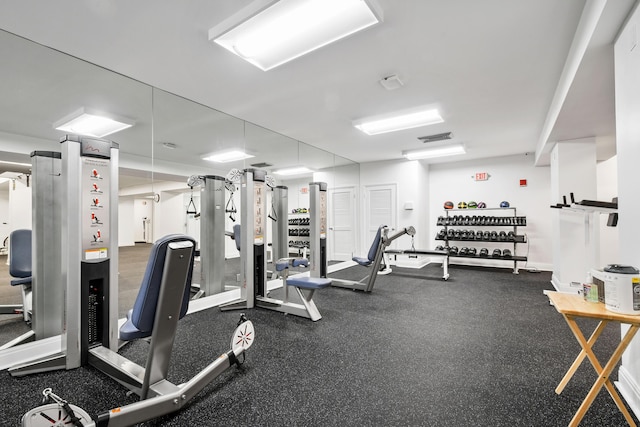 exercise room with visible vents