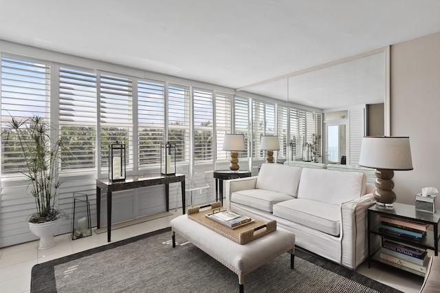 view of tiled living room