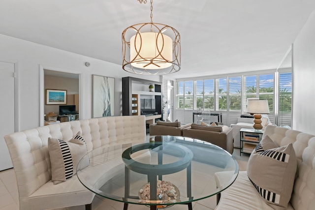 dining room with floor to ceiling windows