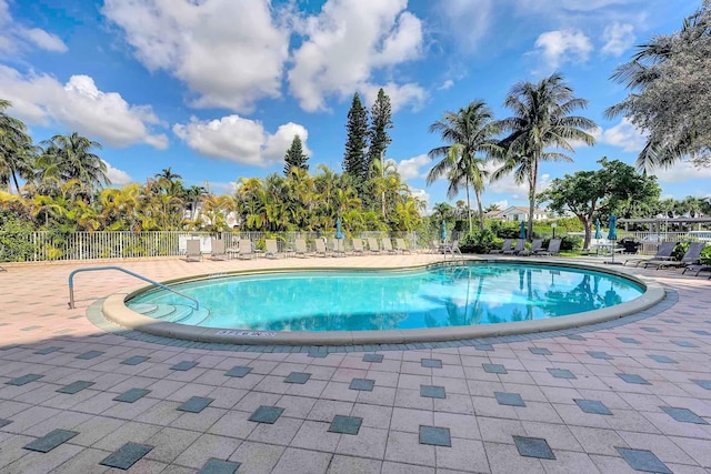 view of swimming pool with a patio area