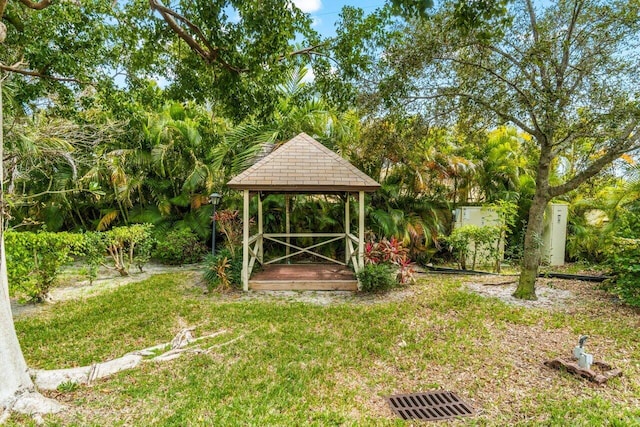 view of yard with a gazebo