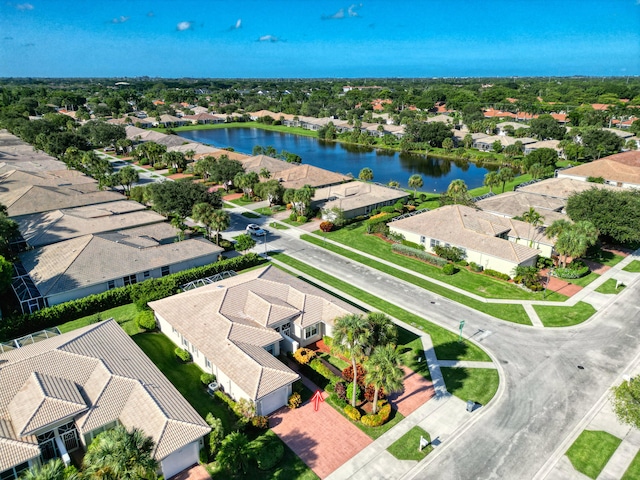 bird's eye view featuring a water view