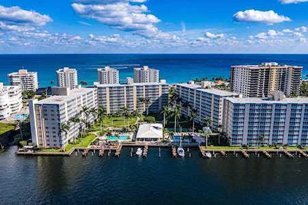 3212 S Ocean Blvd Unit 807-A, Highland Beach, FL 33487 - bird's eye view featuring a water view and a view of city