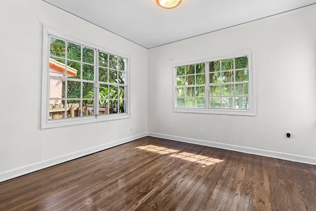 empty room featuring dark wood-type flooring and a wealth of natural light