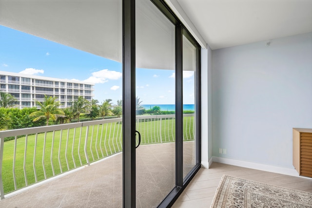 balcony with a water view