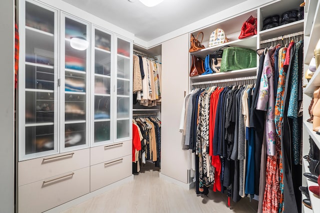 walk in closet featuring light hardwood / wood-style floors