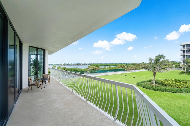 balcony with a water view