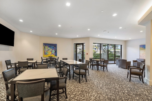 view of carpeted dining room