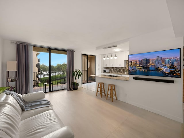 living area featuring expansive windows