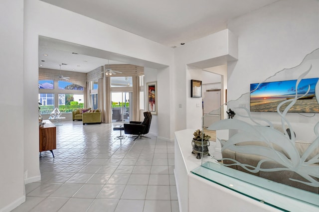 interior space with light tile patterned floors