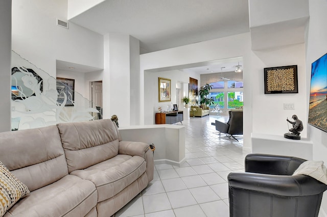 view of tiled living room