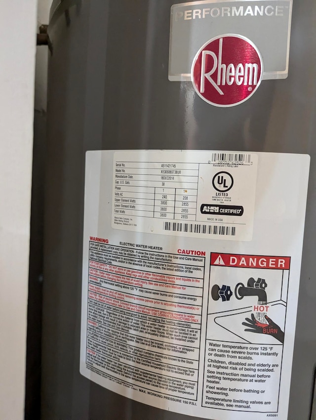 room details featuring water heater