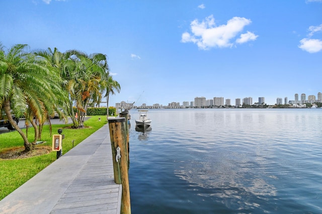 dock area featuring a water view