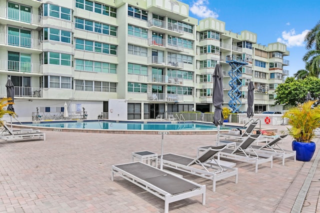 view of pool with a patio area