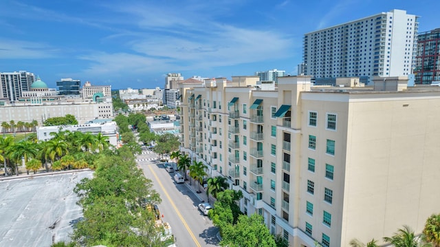 view of building exterior featuring a city view