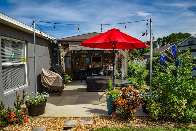 view of patio / terrace featuring a grill