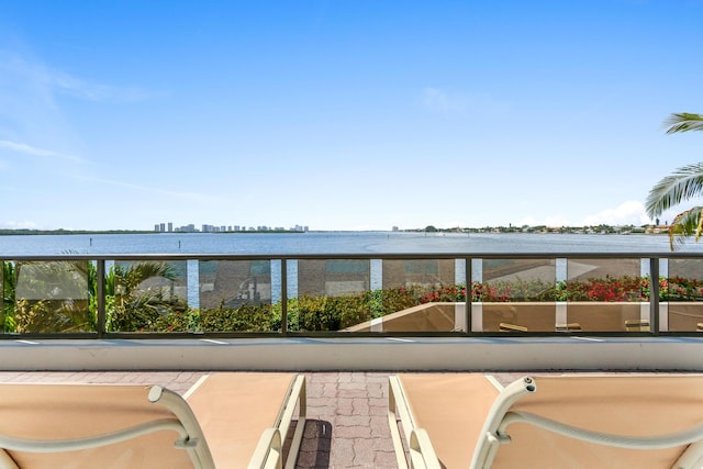 exterior space featuring a water view