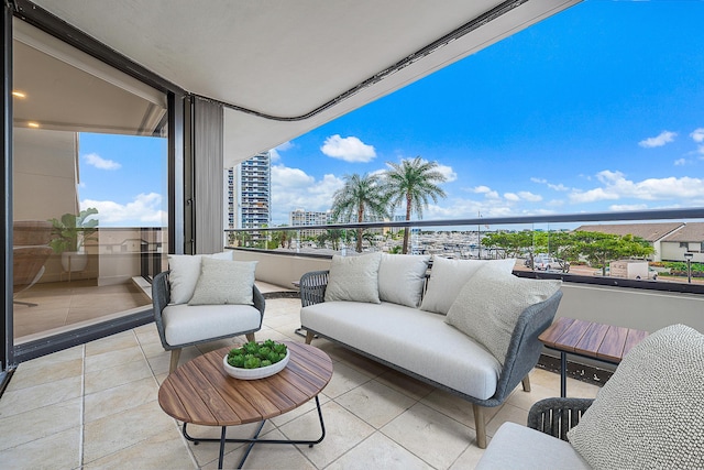 balcony featuring an outdoor living space