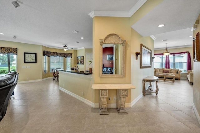 interior space with light tile patterned floors and a wealth of natural light