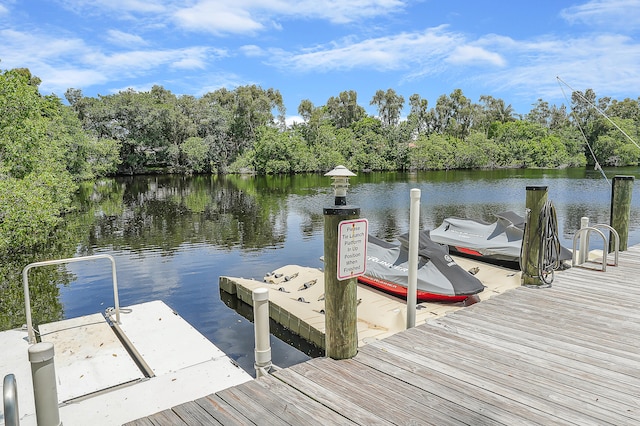 view of dock featuring a water view