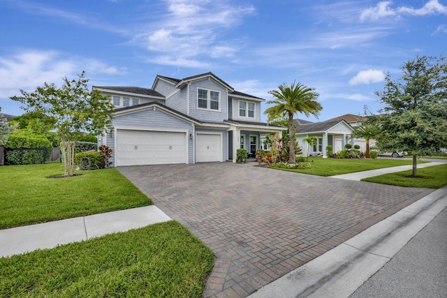 view of front of home featuring a front lawn