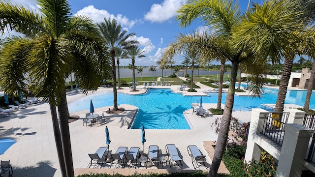 view of pool featuring a patio