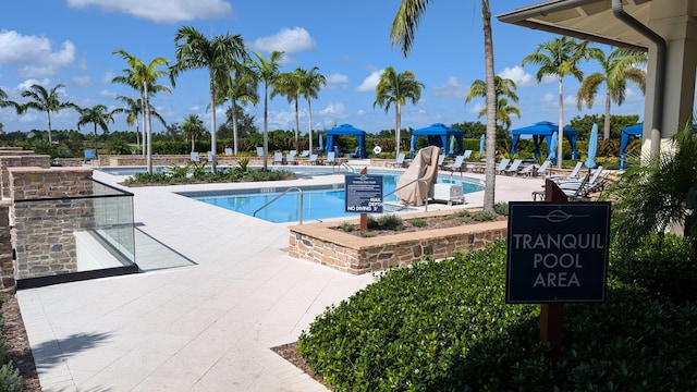 view of pool featuring a patio area