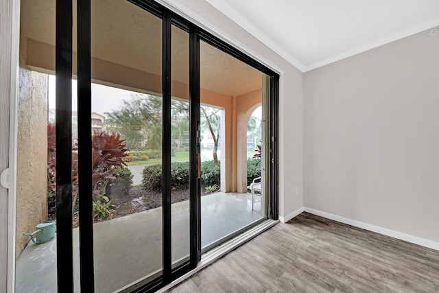 doorway to outside featuring hardwood / wood-style floors