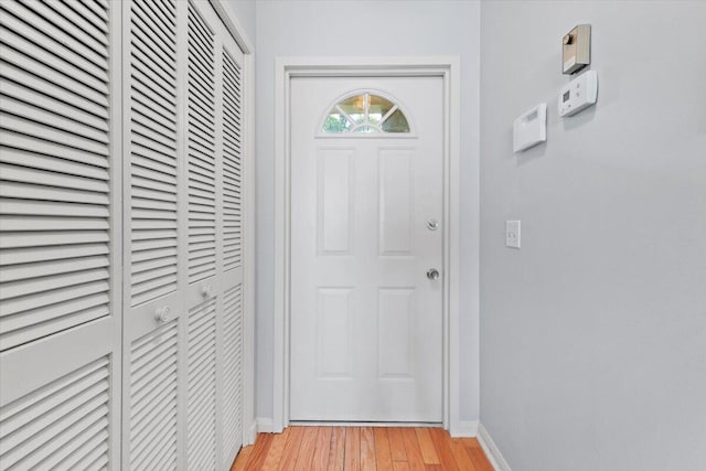 doorway featuring light hardwood / wood-style flooring