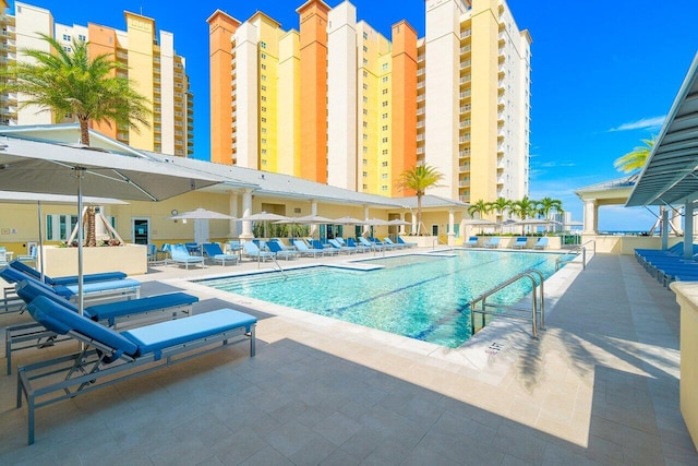 view of pool featuring a patio area