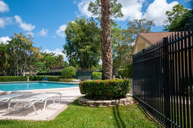 view of swimming pool with a patio area