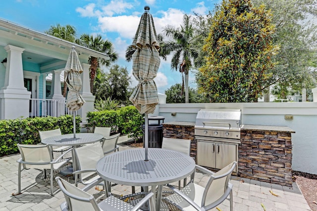 view of patio / terrace with area for grilling and outdoor dining space