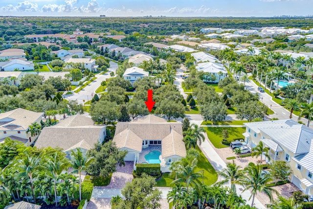 aerial view with a residential view