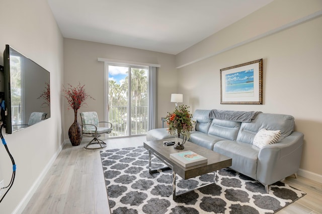 living room with light wood-type flooring