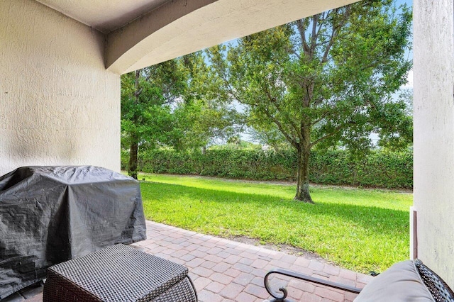 view of patio featuring area for grilling