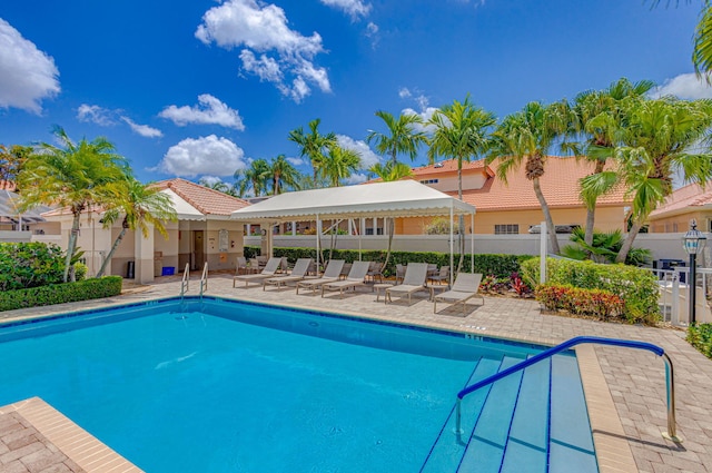 view of pool featuring a patio area