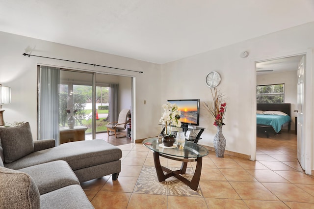 view of tiled living room