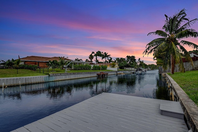 view of dock featuring a water view