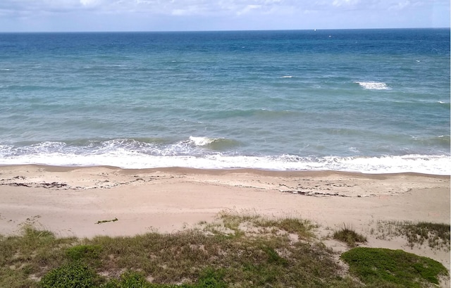 property view of water with a beach view