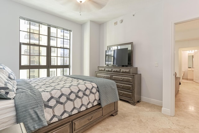 bedroom featuring ceiling fan